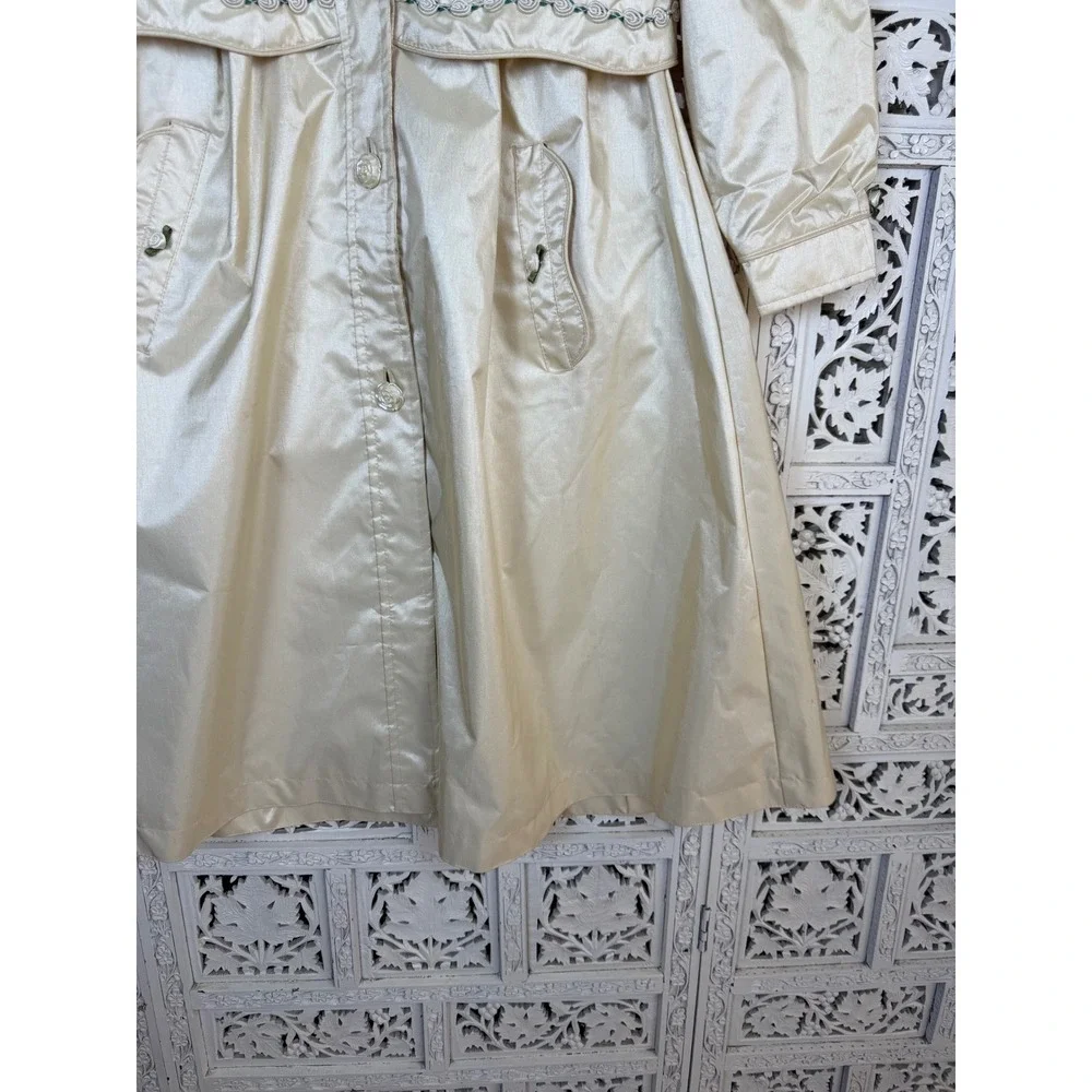 Vtg F. W.‎ Fischer Floral Coquette Girls Trench Dress Event Coat Sz 6X